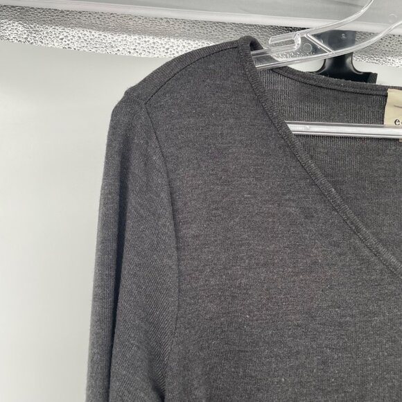 Ecru Women's Leather Trimmed Top Long Sleeve Gray/Mauve Size Small - Picture 5 of 9